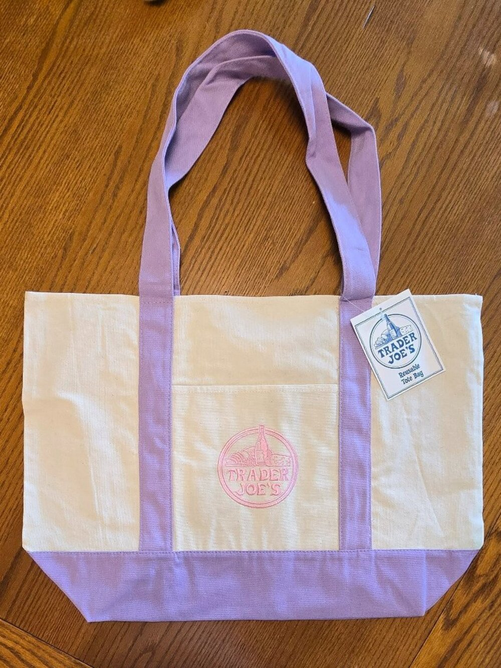 Trader Joe’s Canvas Large Purple Shopping Bag Limited Tote Lavender New W/Tags
